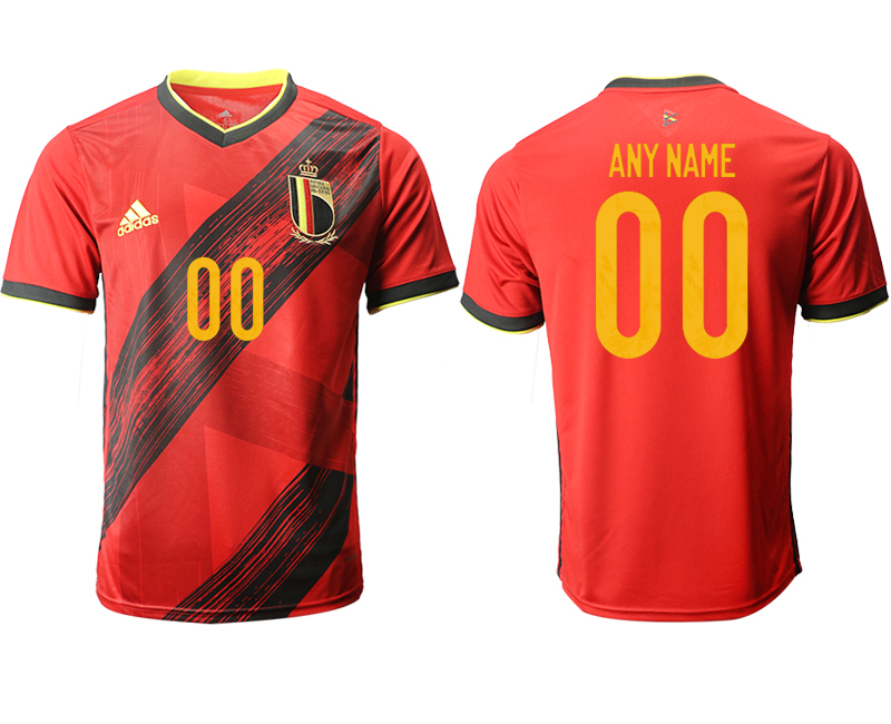 Men 2021 European Cup Belgium home aaa version red customized Soccer Jersey->boston red sox->MLB Jersey